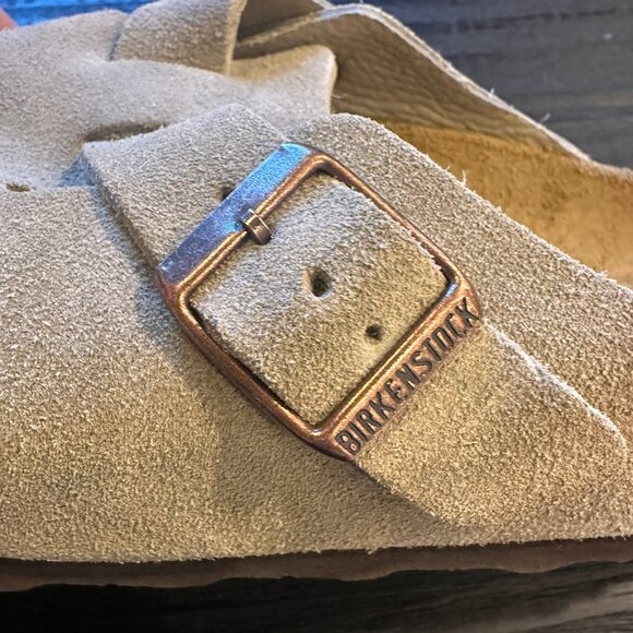 Birkenstock Boston Clog Taupe Suede Soft Footbed 38 US 7.5 8 NWT - Picture 8 of 9